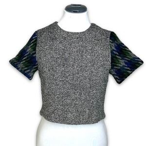 Blush Women's Cropped Tweed Fitted Top Academia Preppy XS